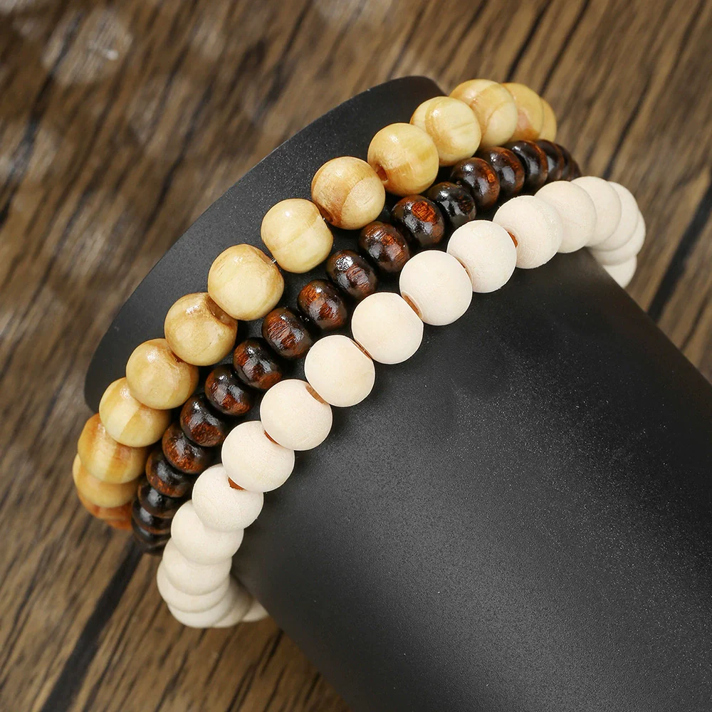 Handmade Geometric Wooden Beaded Bracelets Unisex - Image 7