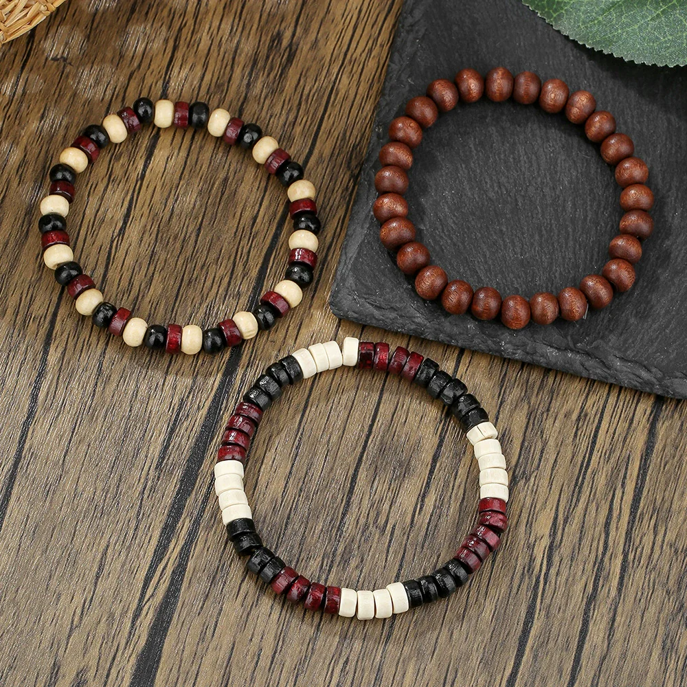 Handmade Geometric Wooden Beaded Bracelets Unisex - Image 8