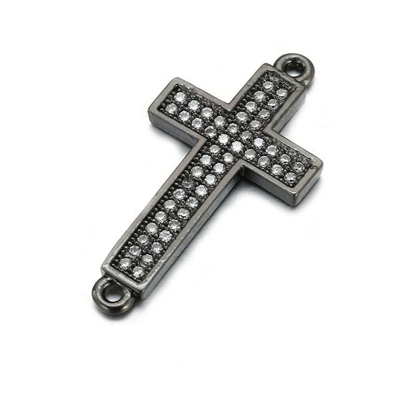 Handmade Hip Hop Copper Inlaid Zirconium Sweater Bracelet With Double Hole Hollow Cross And Electroplating Treatment - Image 3