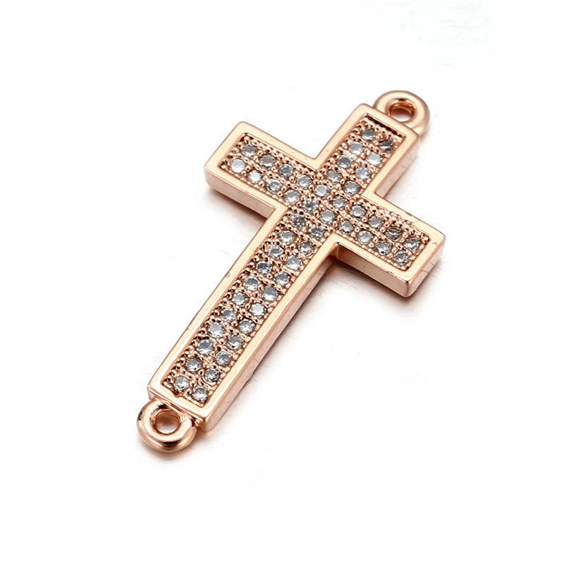Handmade Hip Hop Copper Inlaid Zirconium Sweater Bracelet With Double Hole Hollow Cross And Electroplating Treatment - Image 4