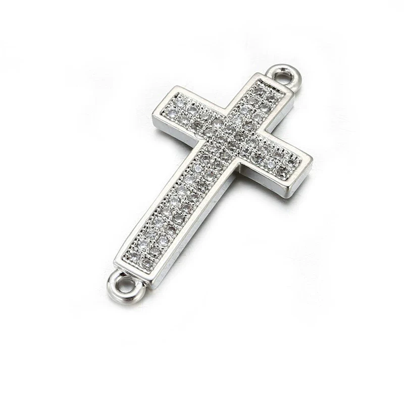 Handmade Hip Hop Copper Inlaid Zirconium Sweater Bracelet With Double Hole Hollow Cross And Electroplating Treatment - Image 5