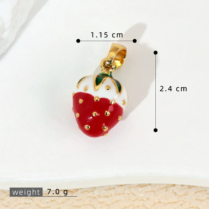 Handmade Lacquered Strawberry Fruit Shape Copper Jewelry Accessories Electroplated - Image 6