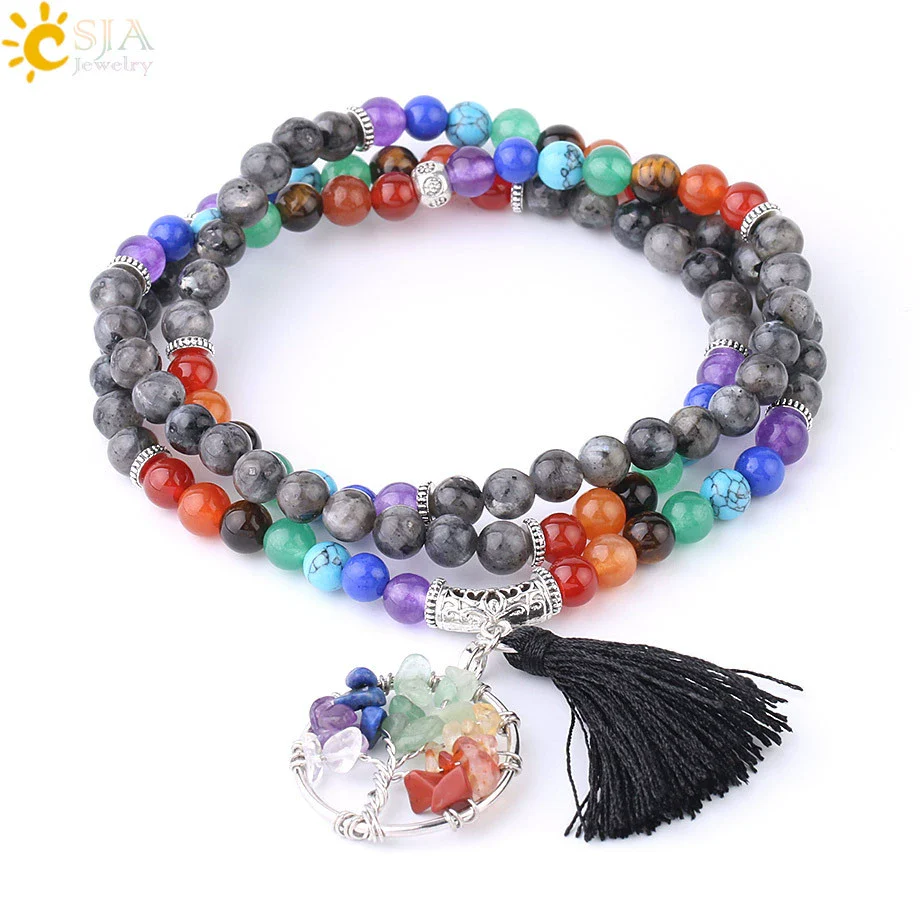 Handmade Natural Crystal Stone Life Tree Gravel Pendant Tassel Unisex Necklace - Image 6