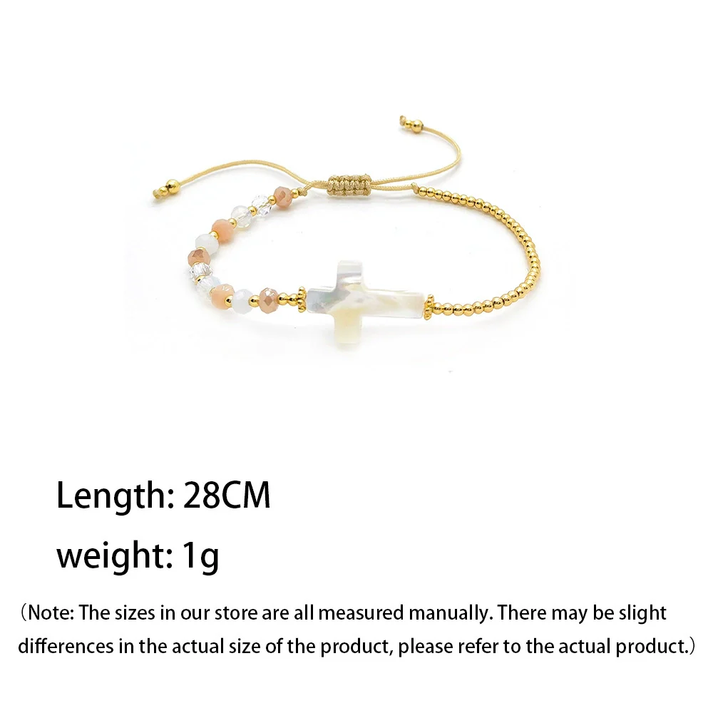 Handmade Natural Shell Geometric Cross Woven Women's Bracelet - Image 4