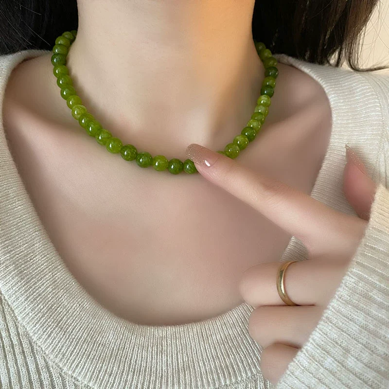 Handmade Natural Stone Beaded Geometric Clavicle Necklace With Real Gold Plating For Women - Image 4
