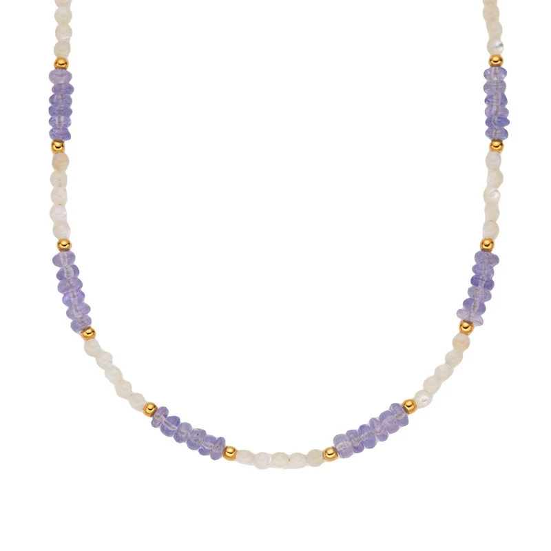 Handmade S925 Sterling Silver Natural Tanzanite Geometric Women's Necklace Regular Chain - Image 5