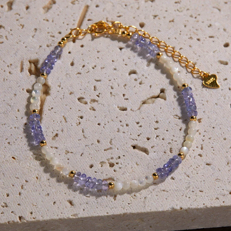 Handmade S925 Sterling Silver Natural Tanzanite Geometric Women's Necklace Regular Chain - Image 7