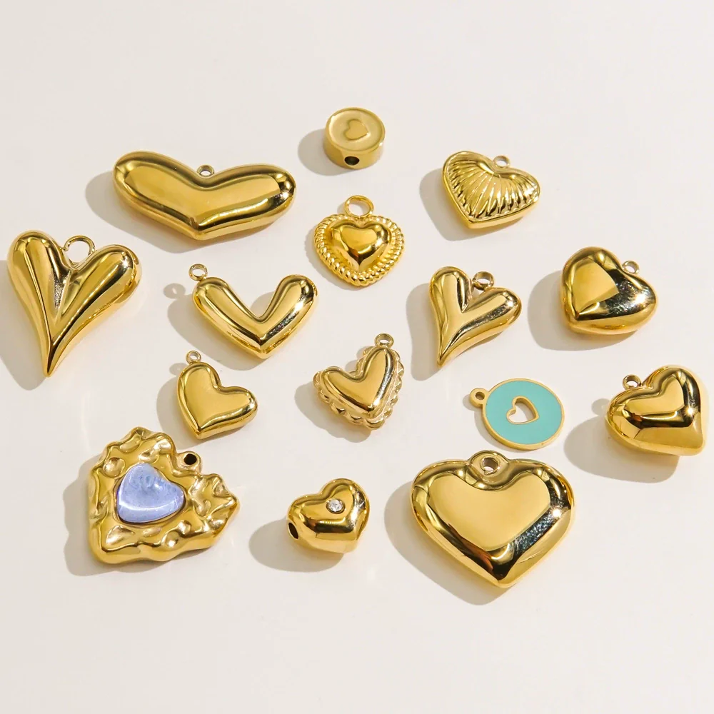 Handmade Stainless Steel Heartshaped Love Series Necklace Earrings Bracelet Pendant Accessories With 14K Gold Electroplating