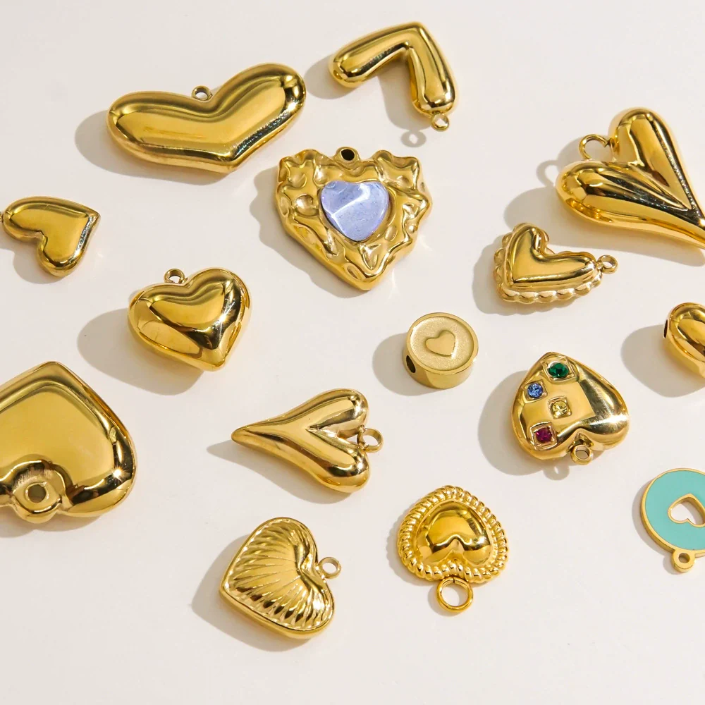 Handmade Stainless Steel Heartshaped Love Series Necklace Earrings Bracelet Pendant Accessories With 14K Gold Electroplating - Image 2