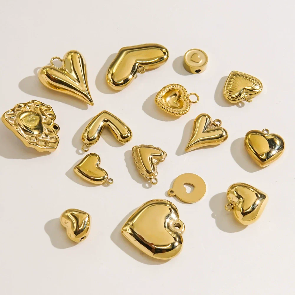 Handmade Stainless Steel Heartshaped Love Series Necklace Earrings Bracelet Pendant Accessories With 14K Gold Electroplating - Image 3