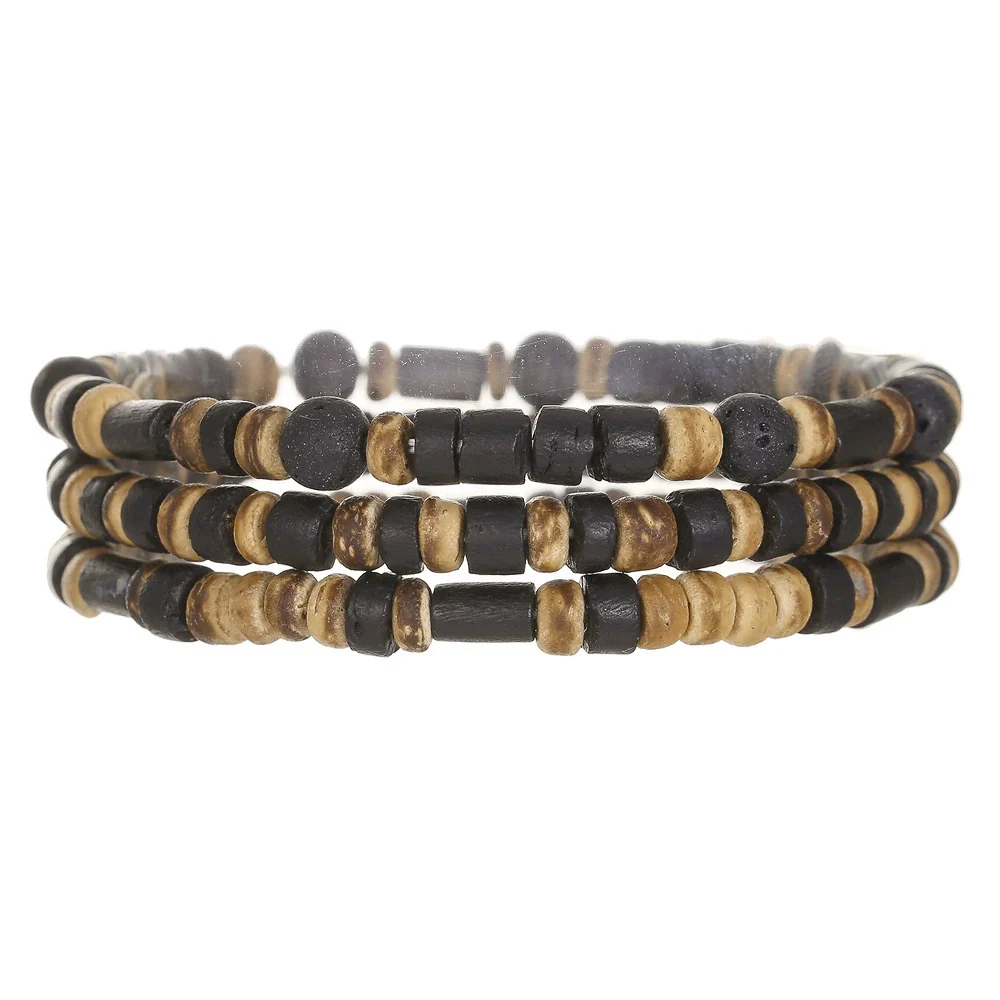 Handmade Wooden Beads Coconut Shell Geometric Bracelet Unisex - Image 6