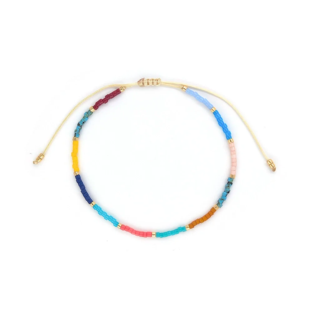 Handmade Woven Glass Glaze Miyuki Rice Beads Geometric Style Women's Bohemian Retro Bracelet - Image 4