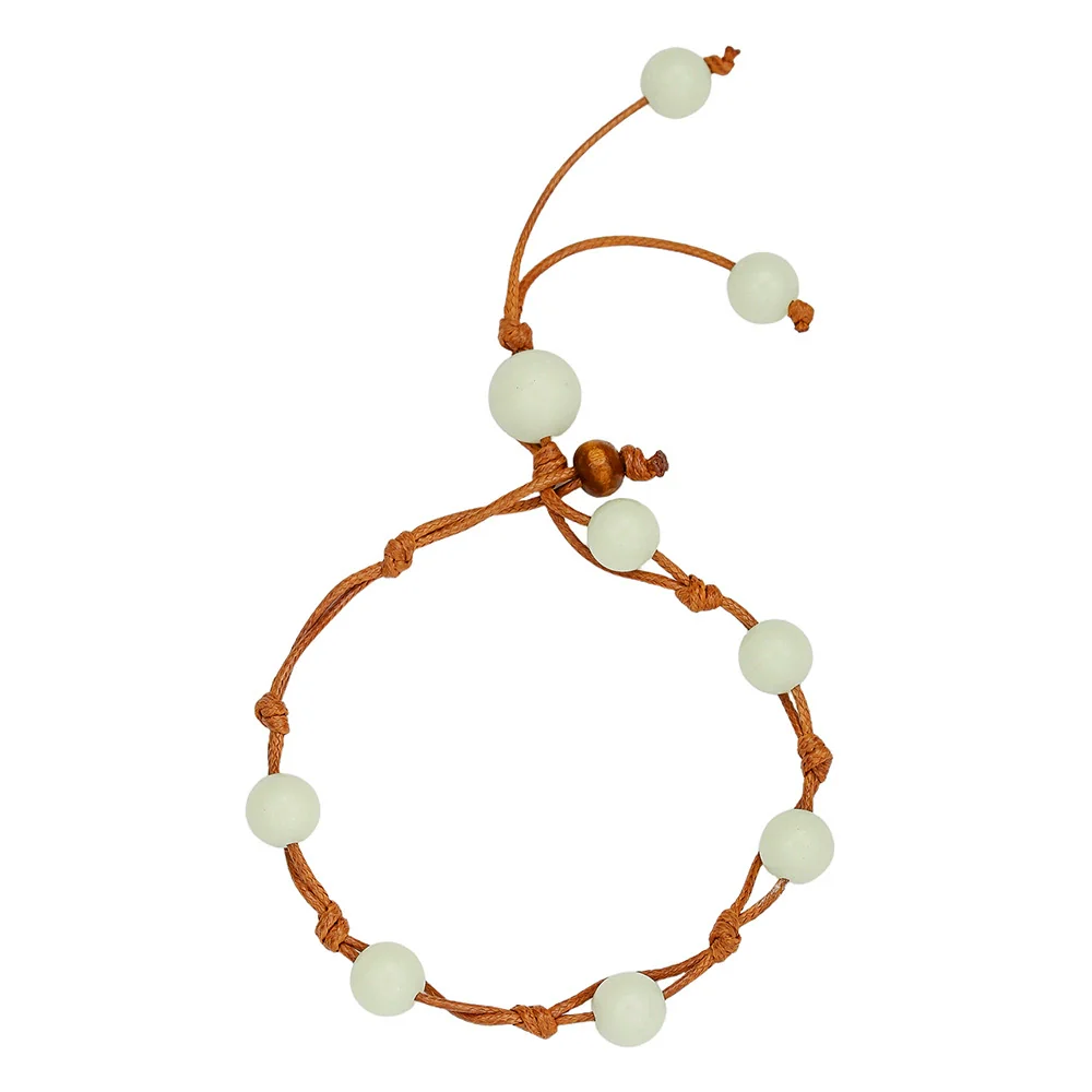 Handwoven Luminous Bohemian Style Bracelet Anklet With Rice Beads Alloy And Geometric Fivepointed Star For Women - Image 5