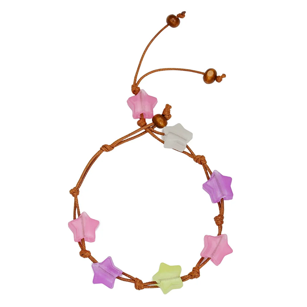 Handwoven Luminous Bohemian Style Bracelet Anklet With Rice Beads Alloy And Geometric Fivepointed Star For Women - Image 6