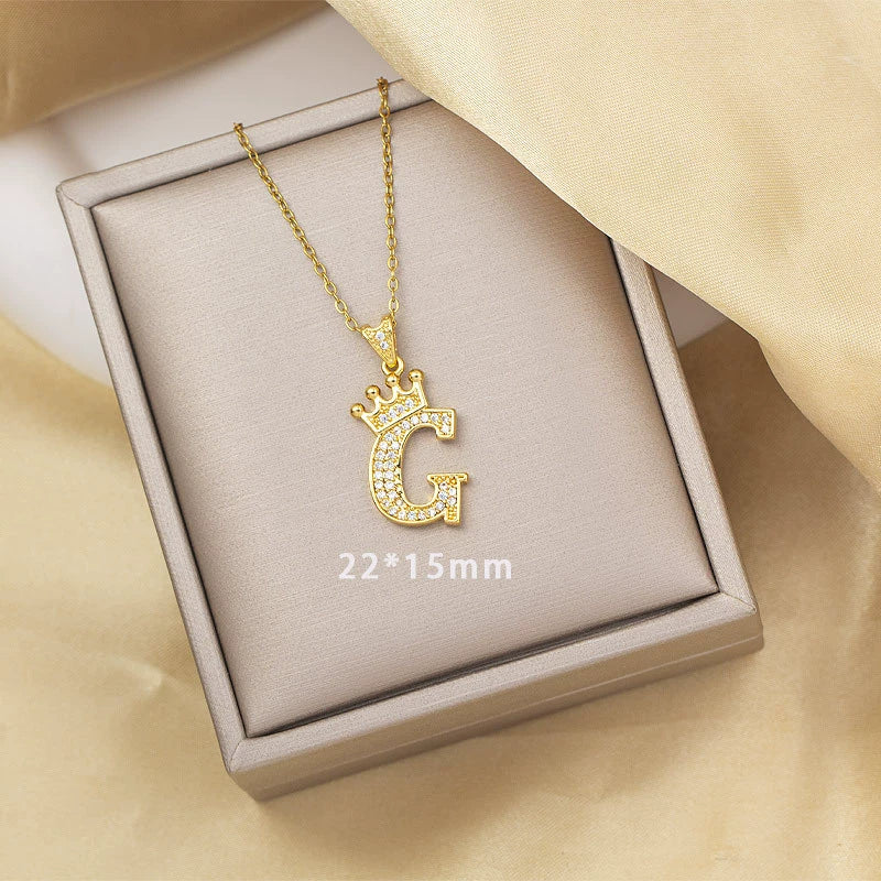 Highend Jewelry Letter Stacking Necklace Titanium Steel Mixed Gemstone Setting Electroplating Fashionable - Image 12