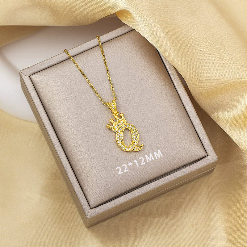 Highend Jewelry Letter Stacking Necklace Titanium Steel Mixed Gemstone Setting Electroplating Fashionable - Image 22