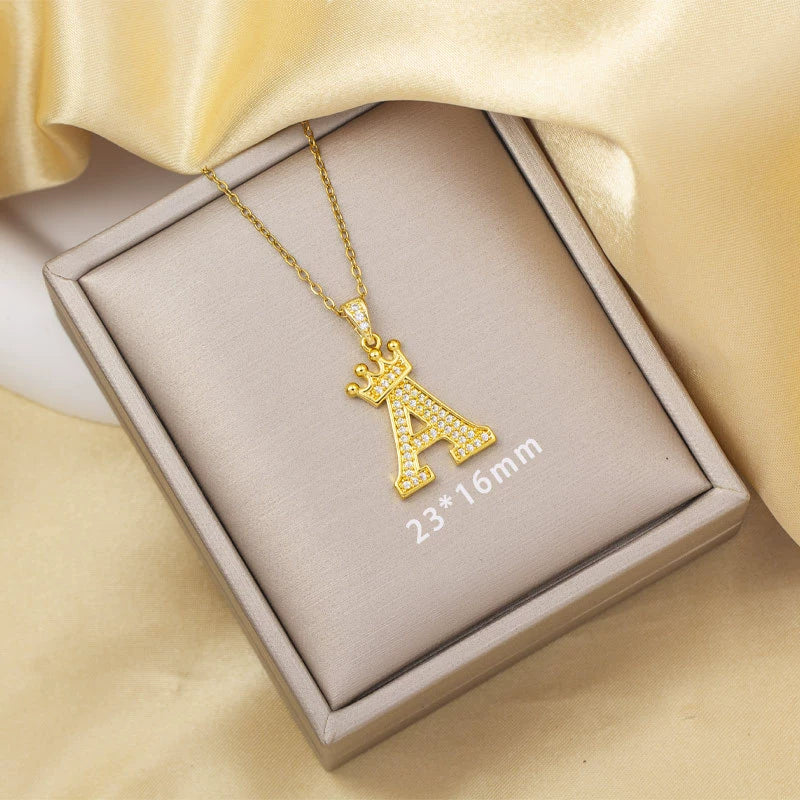 Highend Jewelry Letter Stacking Necklace Titanium Steel Mixed Gemstone Setting Electroplating Fashionable - Image 6