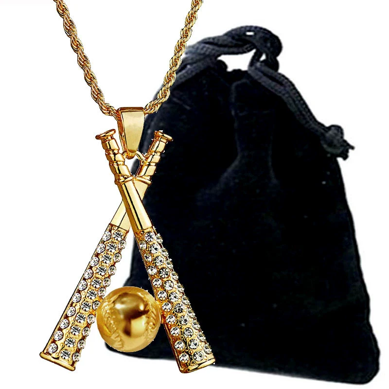 Hip Hop Baseball Bat Style Alloy Geometric Goldplated Men's Necklace - Image 3
