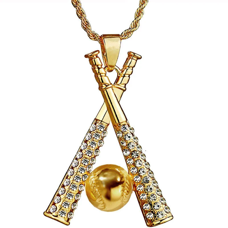 Hip Hop Baseball Bat Style Alloy Geometric Goldplated Men's Necklace - Image 6