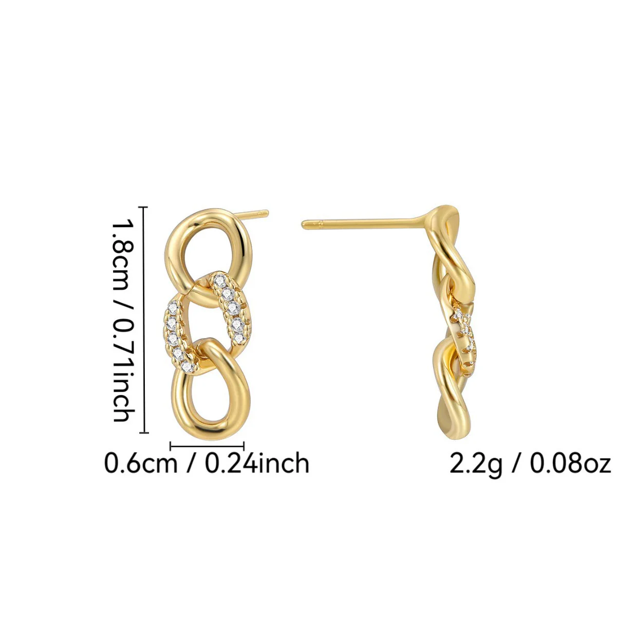 Hip Hop Fashion Elegant Gold Plated Chain Earrings Women's Geometric Style - Image 3