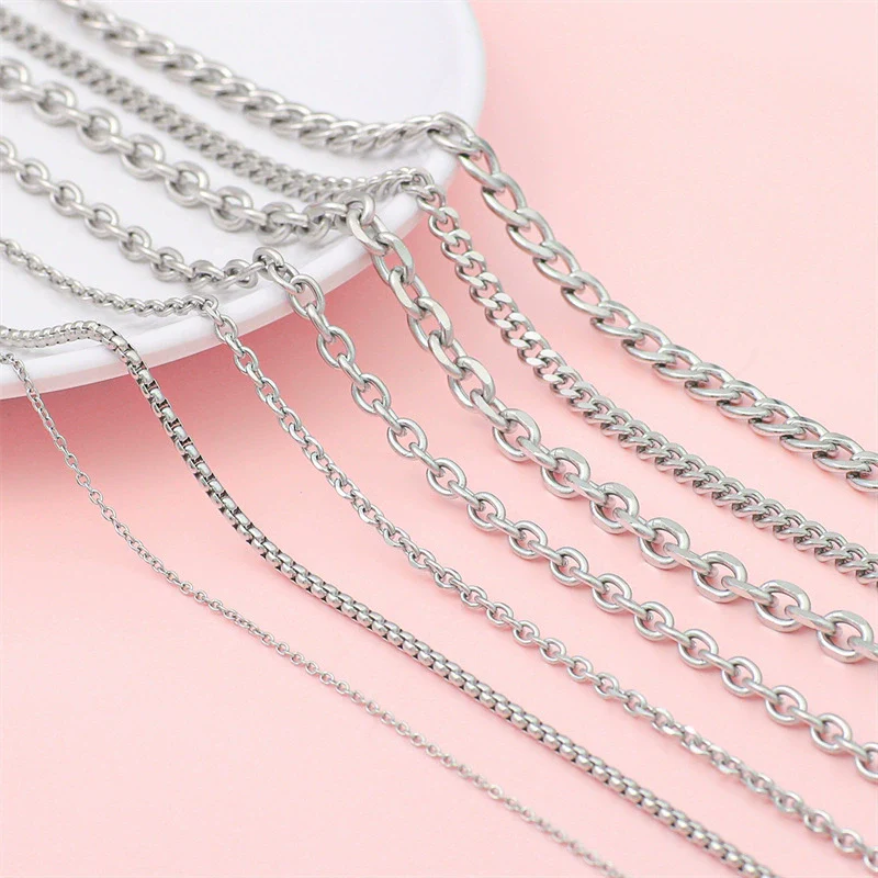 Hip Hop Stainless Steel Y2k Ancient Silver Diy Handmade Jewelry Chain Bracelet Necklace Accessories - Image 3