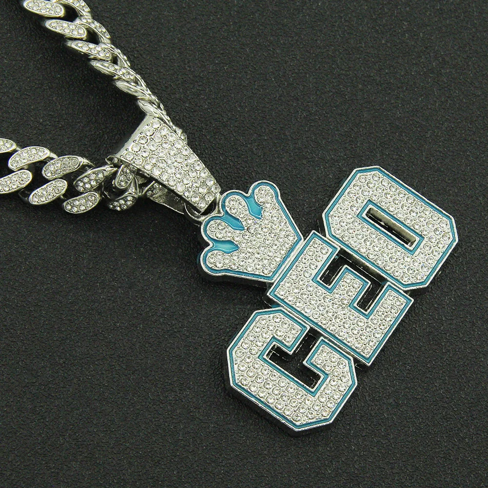 Hiphop Alloy Letter Pendant Necklace With Diamond And Cuban Chain For Men - Image 4