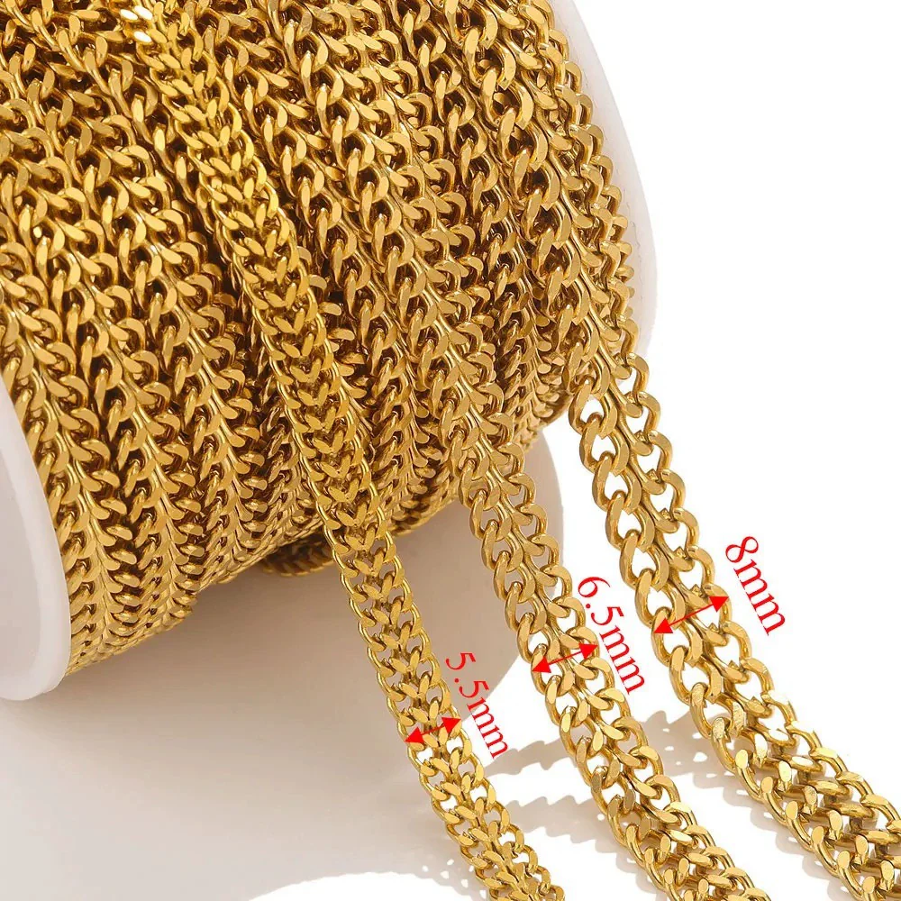 Hiphop Stainless Steel Chain Double Woven Flat Grinding Electroplating - Image 6