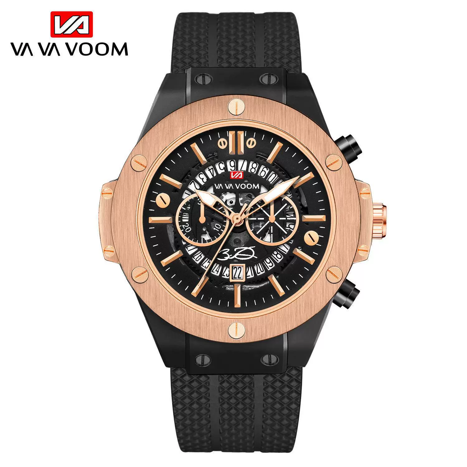 Hollow Calendar Sports Watch For Men Waterproof Silicone Strap Alloy Case Mineral Strengthened Glass Mirror Stainless Steel Clasp Round Dial - Image 8