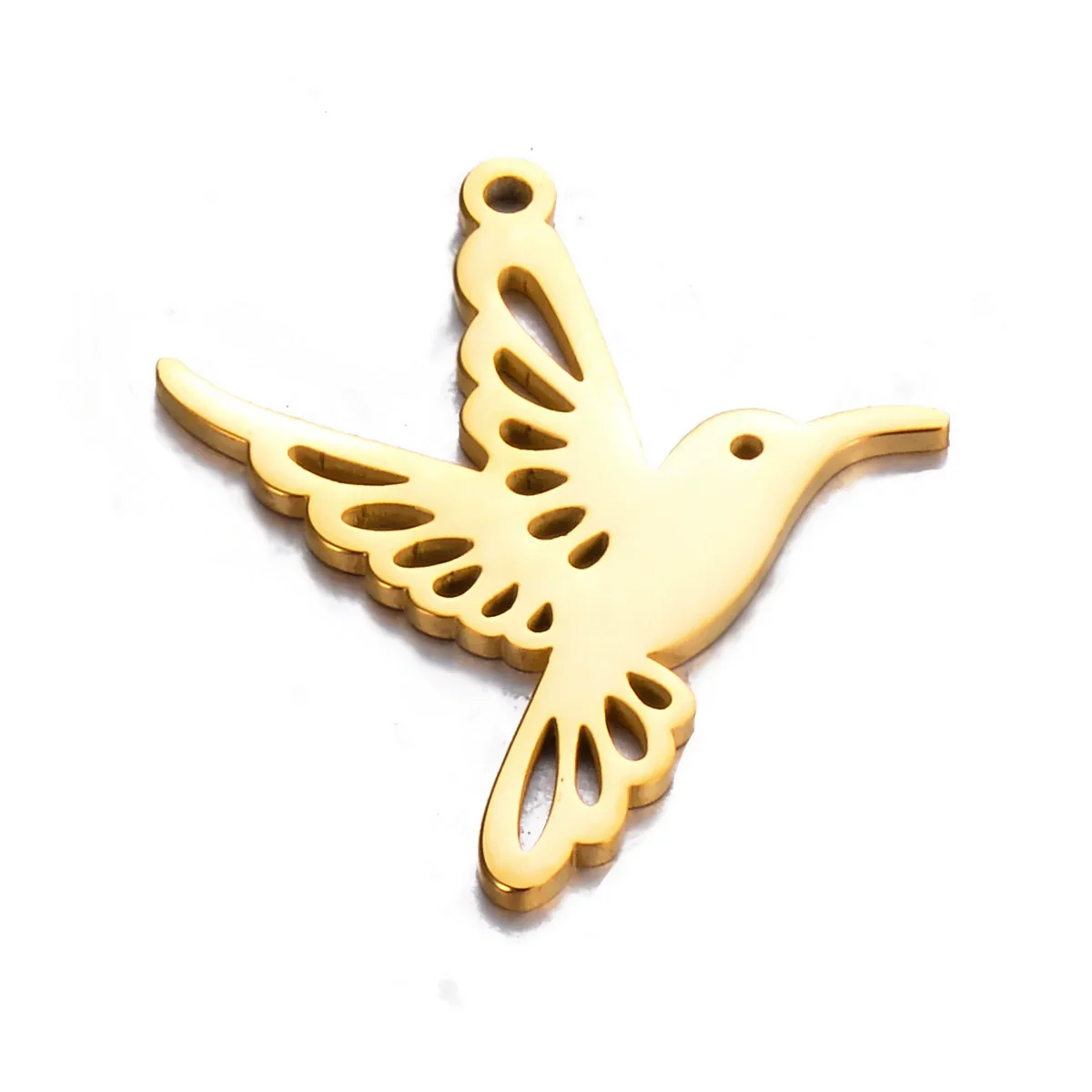 Hollow Hummingbird Stainless Steel Animal Pendant Doublesided Polished Electroplated Diy Jewelry Accessories - Image 7