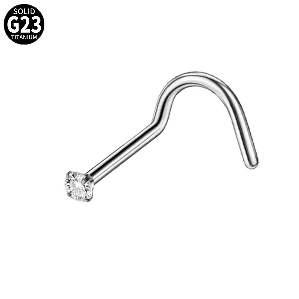 Human Body Puncture Nose Nail Jewelry G23 Titanium Grasping Round Zircon Polishing With Letters Numbers Text Pattern Unisex - Image 6