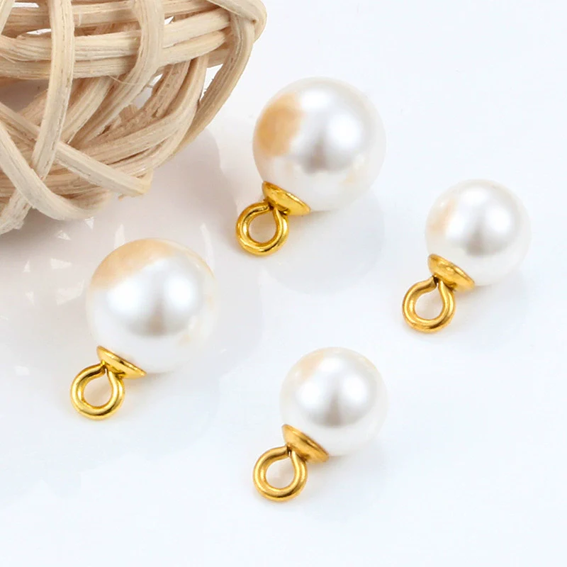 Imitation Pearl Jewelry Accessories Round Beads Stainless Steel Pendant Necklace Bracelet Earrings With Electroplating - Image 3