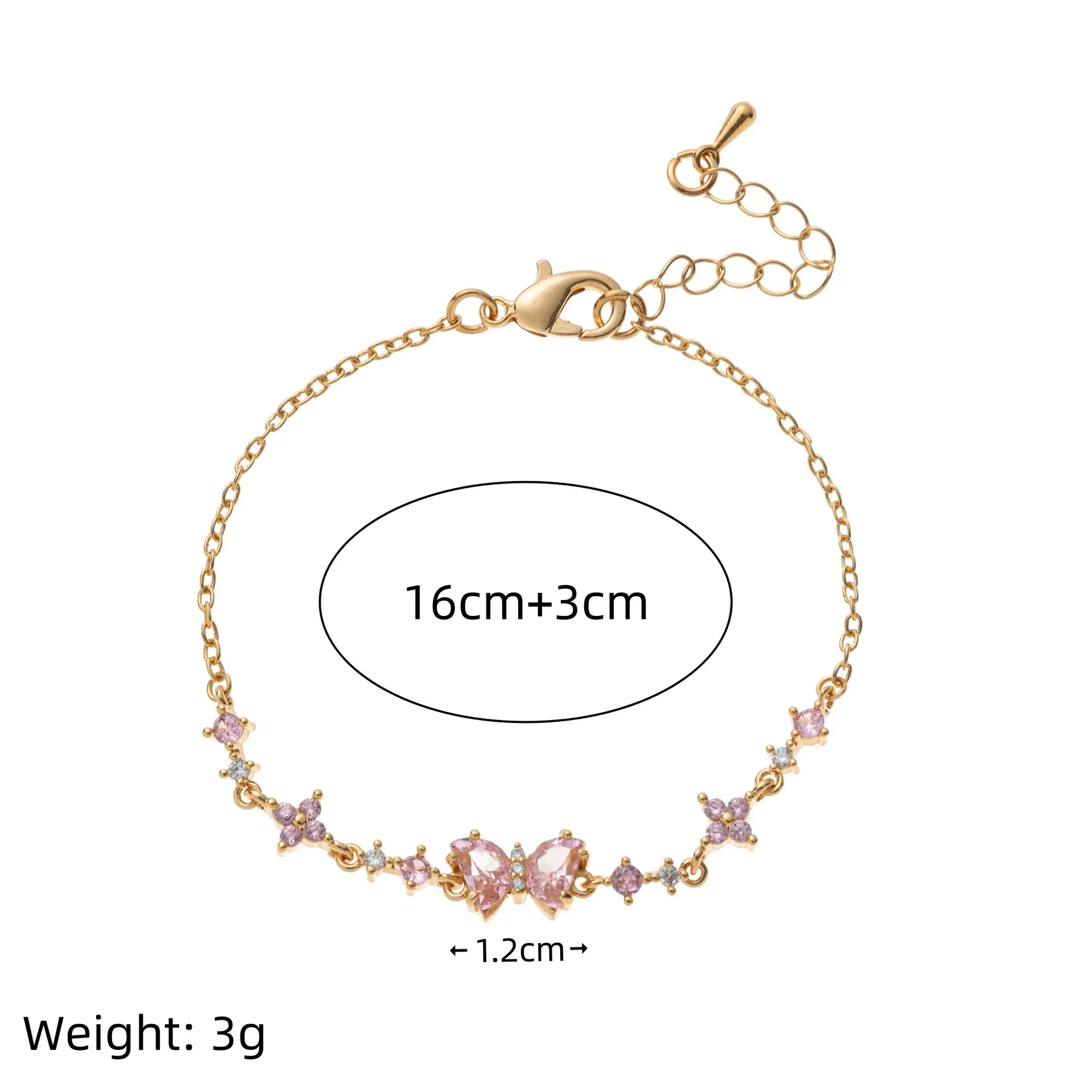 Ins Style Cute Sweet Heart Zircon Butterfly Diamond Bracelet For Women Made Of Copper And Plastic - Image 20