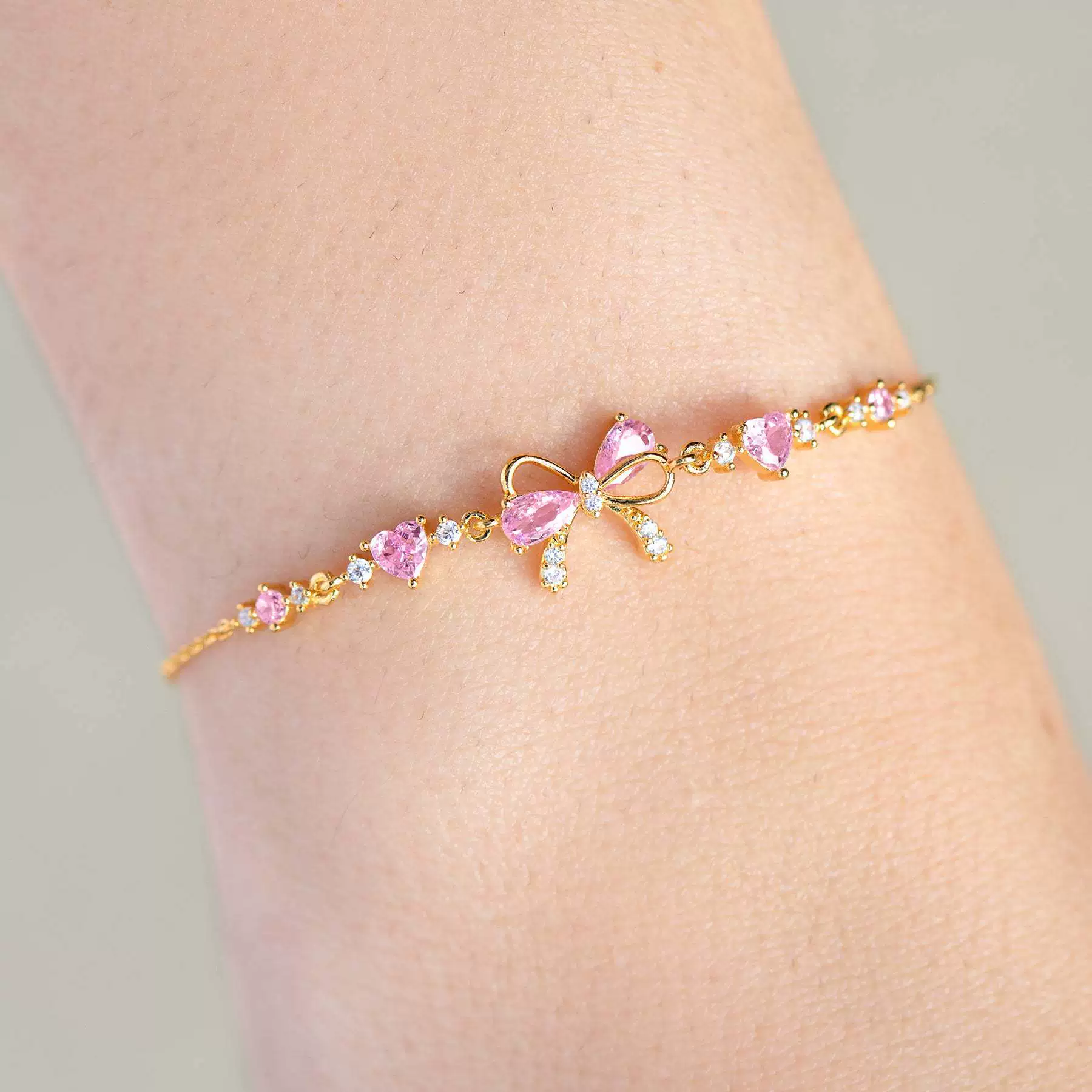 Ins Style Cute Sweet Heart Zircon Butterfly Diamond Bracelet For Women Made Of Copper And Plastic - Image 3