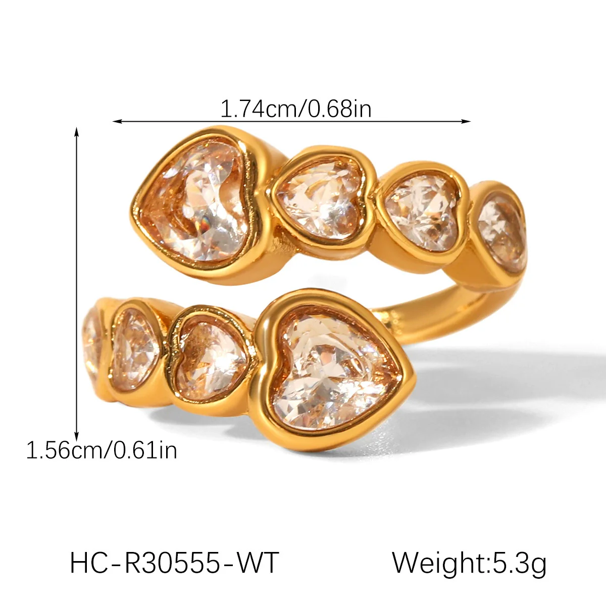 Ins Style Geometric Stainless Steel Women's Ring Inlaid With Zircon - Image 7