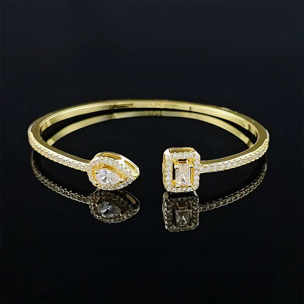 Irregular Adjustable Bracelet Copper Geometric Electroplating Design - Image 7