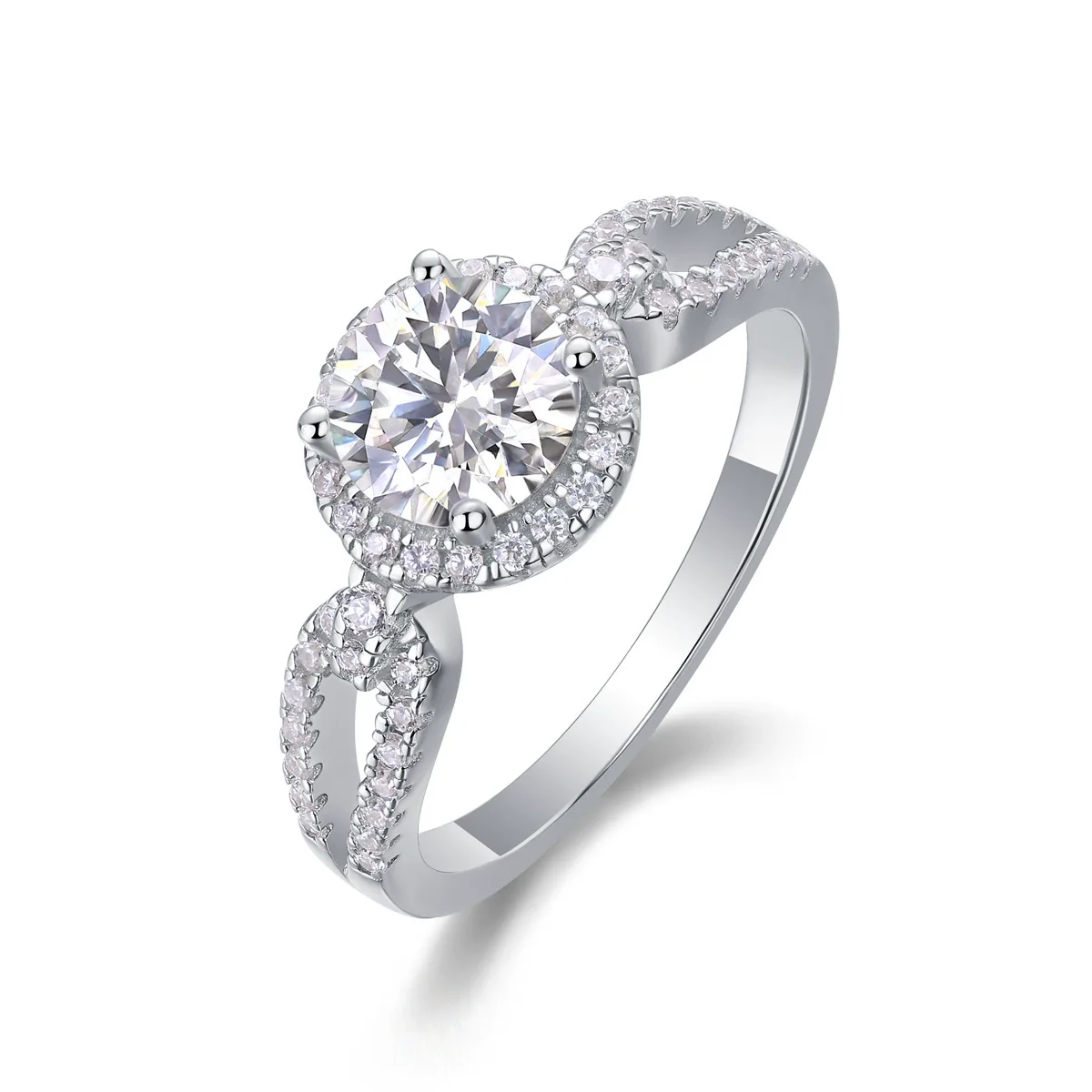 Jewelry 925 Sterling Silver Geometric Style Ring Set With Diamonds For Women - Image 4
