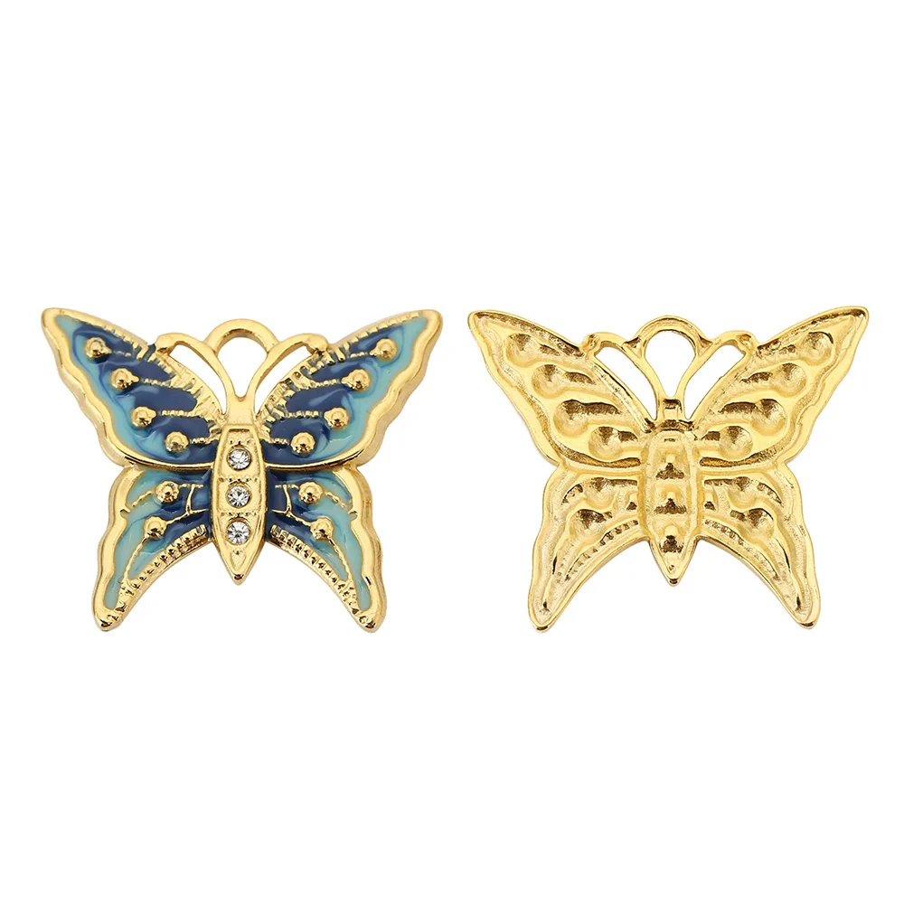 Jewelry Accessories Butterfly Pendant Dripping Oil Stainless Steel Love Pattern Diy Handmade Necklace Accessory - Image 6