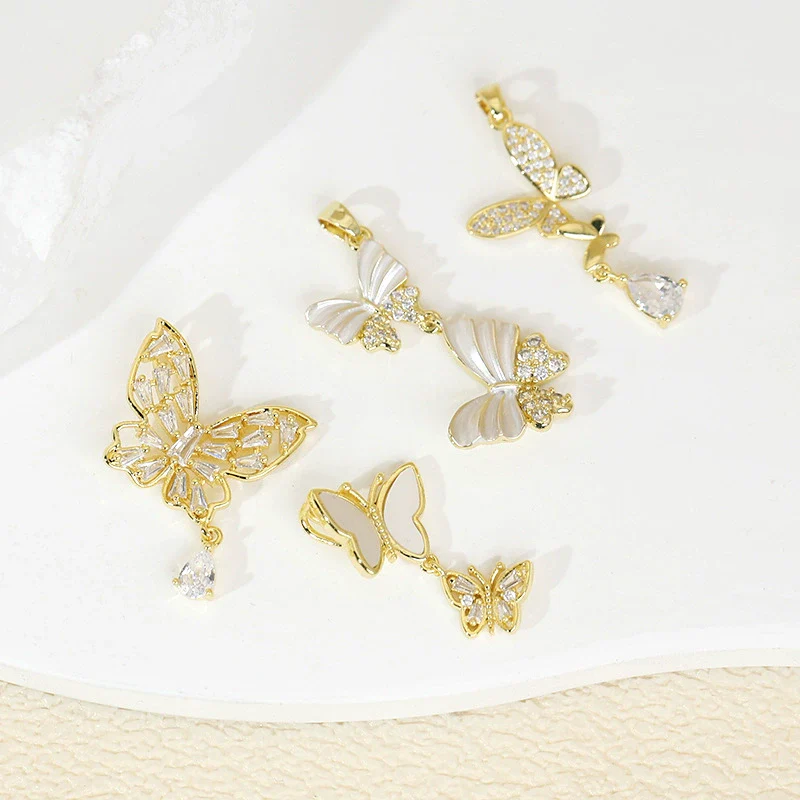Jewelry Accessories Butterfly Pendant Earrings Necklace Copper Electroplated Micropaved Zircon Animals Zodiac Cartoon Style - Image 3