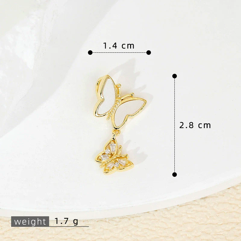 Jewelry Accessories Butterfly Pendant Earrings Necklace Copper Electroplated Micropaved Zircon Animals Zodiac Cartoon Style - Image 8