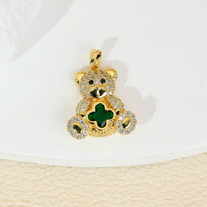 Jewelry Accessories Copper Animals Zodiac Cartoon Style Electroplated Fourleaf Flower Bear Necklace And Earrings - Image 5