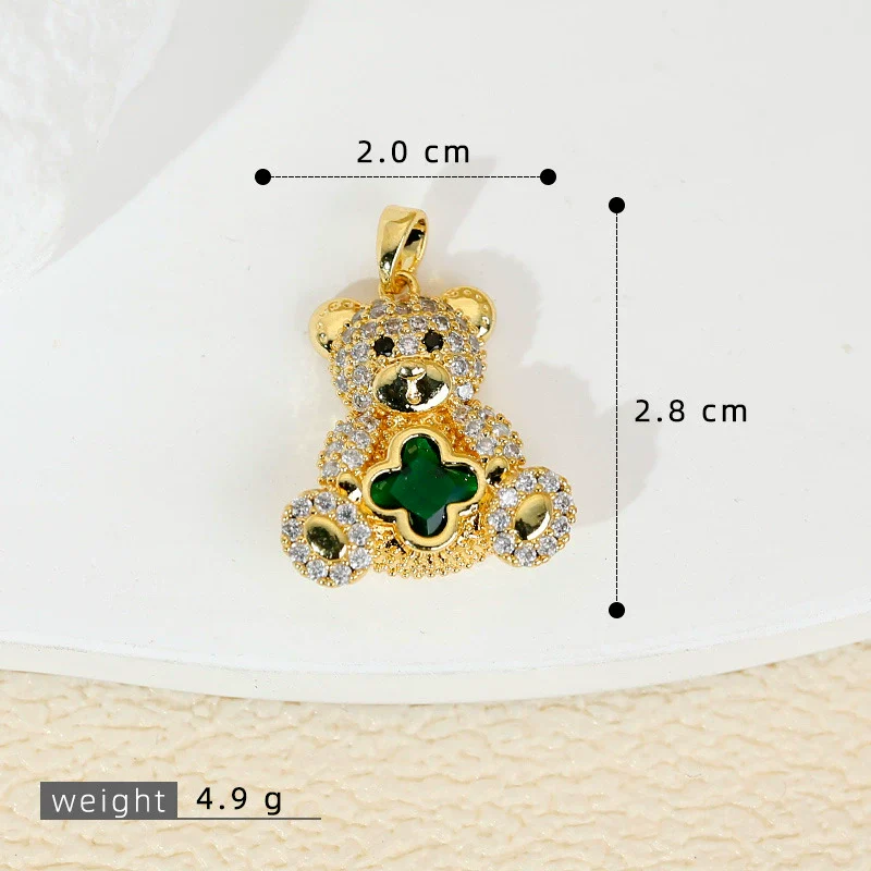 Jewelry Accessories Copper Animals Zodiac Cartoon Style Electroplated Fourleaf Flower Bear Necklace And Earrings - Image 6