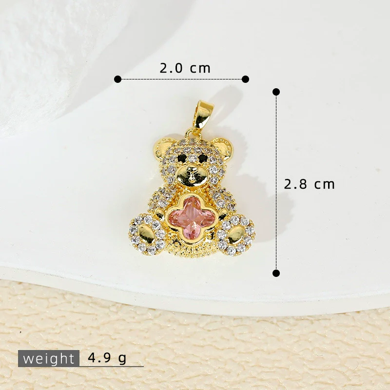 Jewelry Accessories Copper Animals Zodiac Cartoon Style Electroplated Fourleaf Flower Bear Necklace And Earrings - Image 7