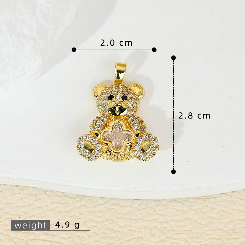 Jewelry Accessories Copper Animals Zodiac Cartoon Style Electroplated Fourleaf Flower Bear Necklace And Earrings - Image 8