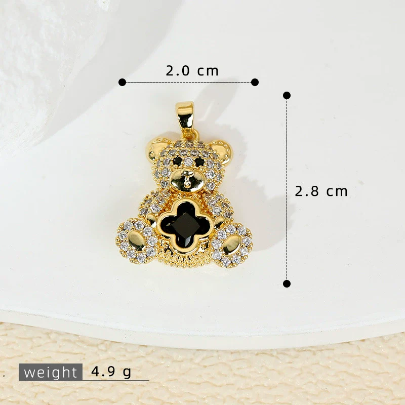Jewelry Accessories Copper Animals Zodiac Cartoon Style Electroplated Fourleaf Flower Bear Necklace And Earrings - Image 9