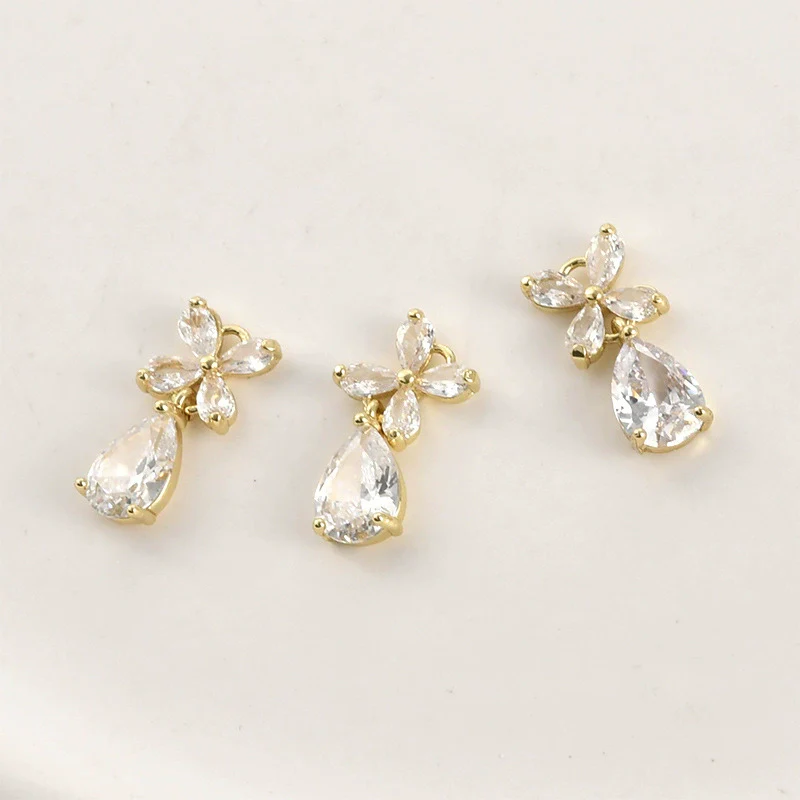 Jewelry Accessories Copper Bow Fourleaf Flower Water Drop Pendant Electroplated Light Luxury Style - Image 4