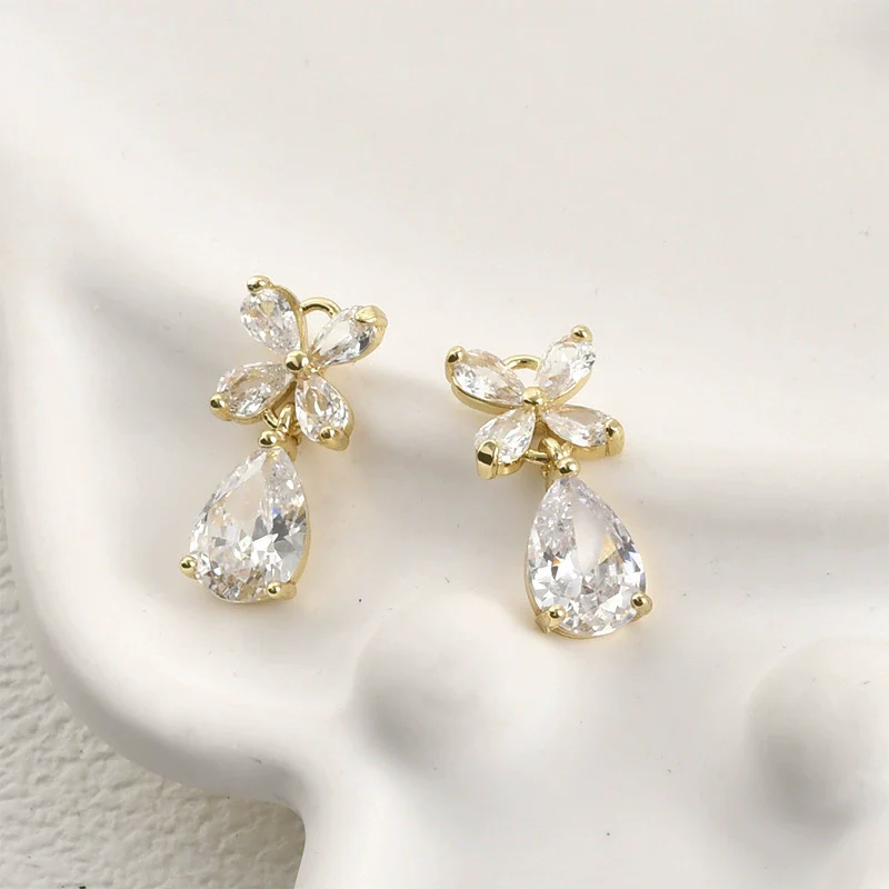 Jewelry Accessories Copper Bow Fourleaf Flower Water Drop Pendant Electroplated Light Luxury Style - Image 5