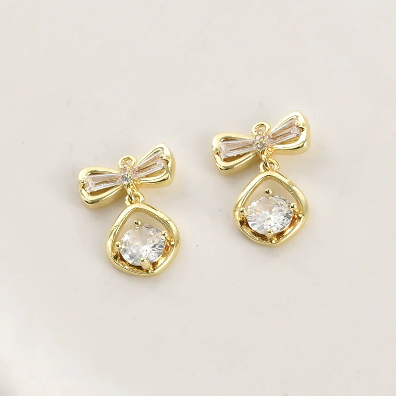 Jewelry Accessories Copper Bow Fourleaf Flower Water Drop Pendant Electroplated Light Luxury Style - Image 7