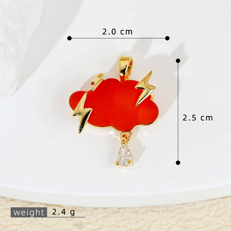 Jewelry Accessories Copper Electroplated Cartoon Lightning Raindrops Cloud Pendant Necklace Earrings Bracelet Clavicle Chain - Image 6