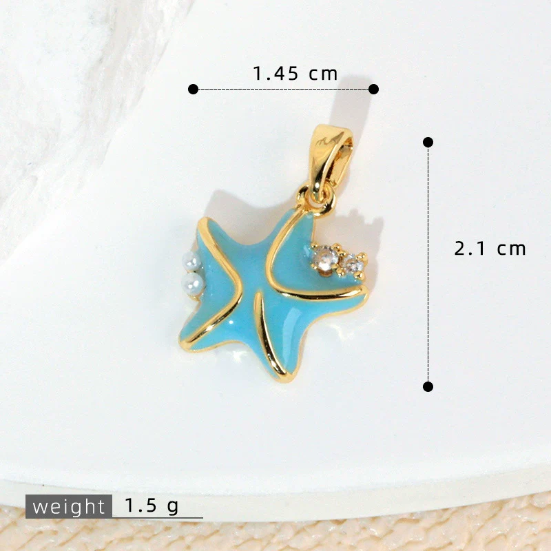 Jewelry Accessories Copper Electroplated Starfish Fivepointed Star Animal Style Necklace Pendant For Women - Image 7