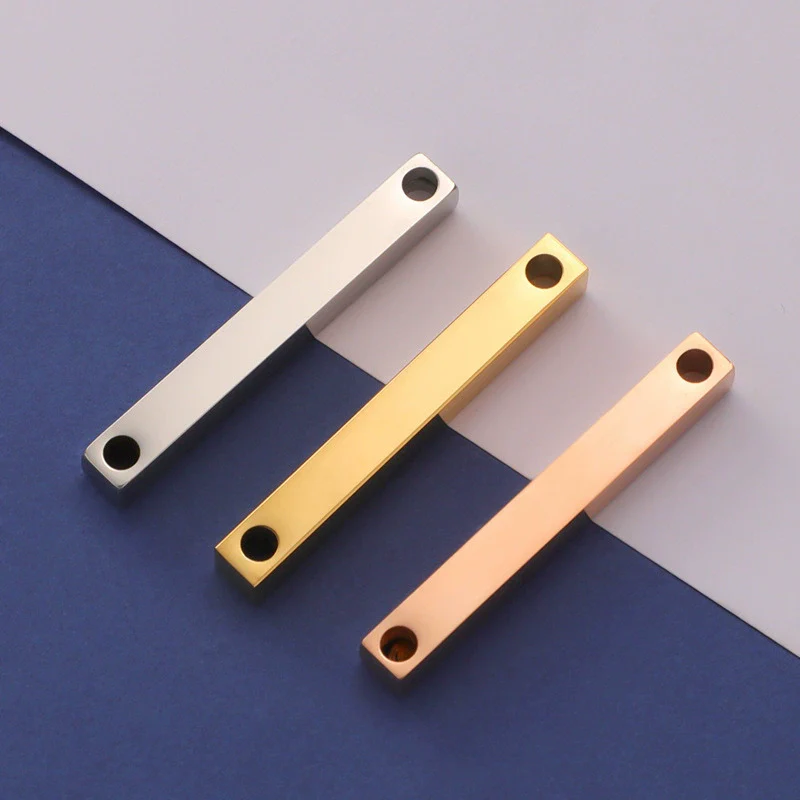Jewelry Accessories Double Hole Mirror Stainless Steel 3D Stereo Stick Square Cylindrical Engraving Pendant Mirror Polishing - Image 7